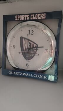 Vintage New Jersey Nets Hunter Quartz Wall Clock 12" NBA New In Box NOS